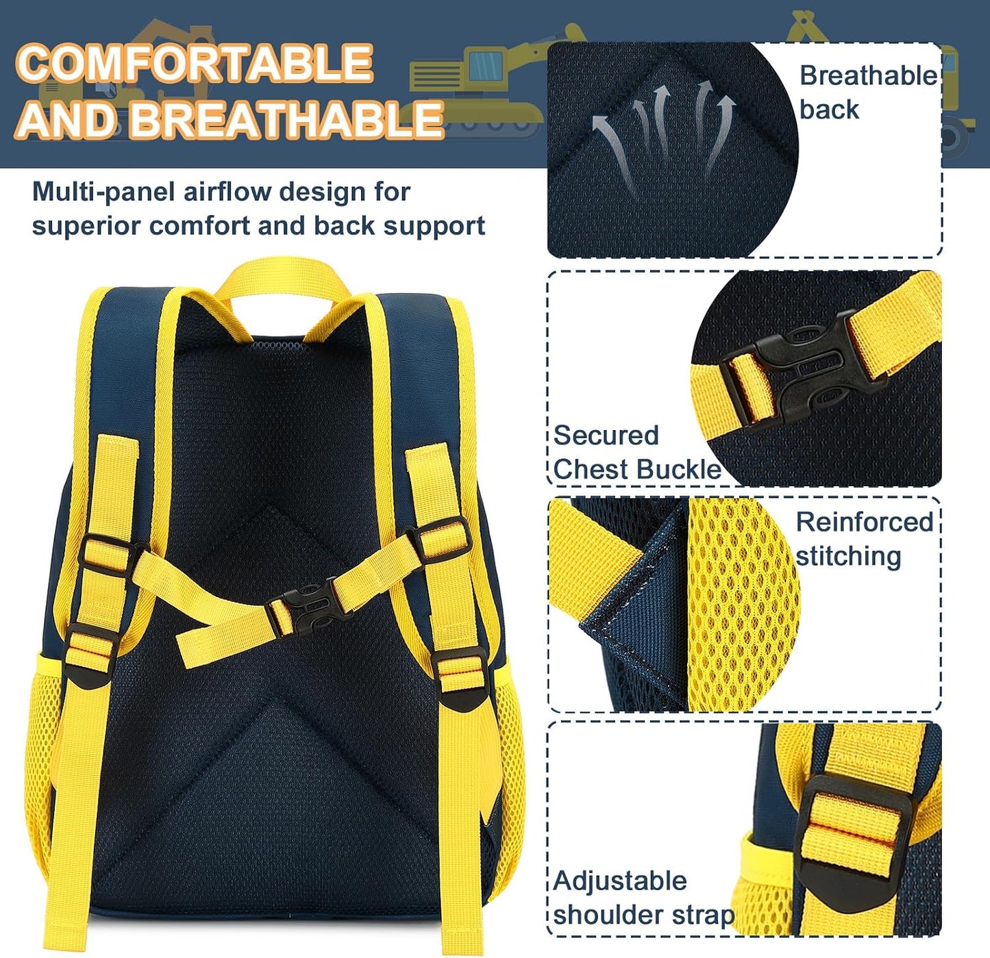 Kinderrucksack Jungen Kinder Rucksack Tagesrucksack Vorschulrucksack Kindergartentasche Schulrucksack für Schule Kita 38cm 3-8Y