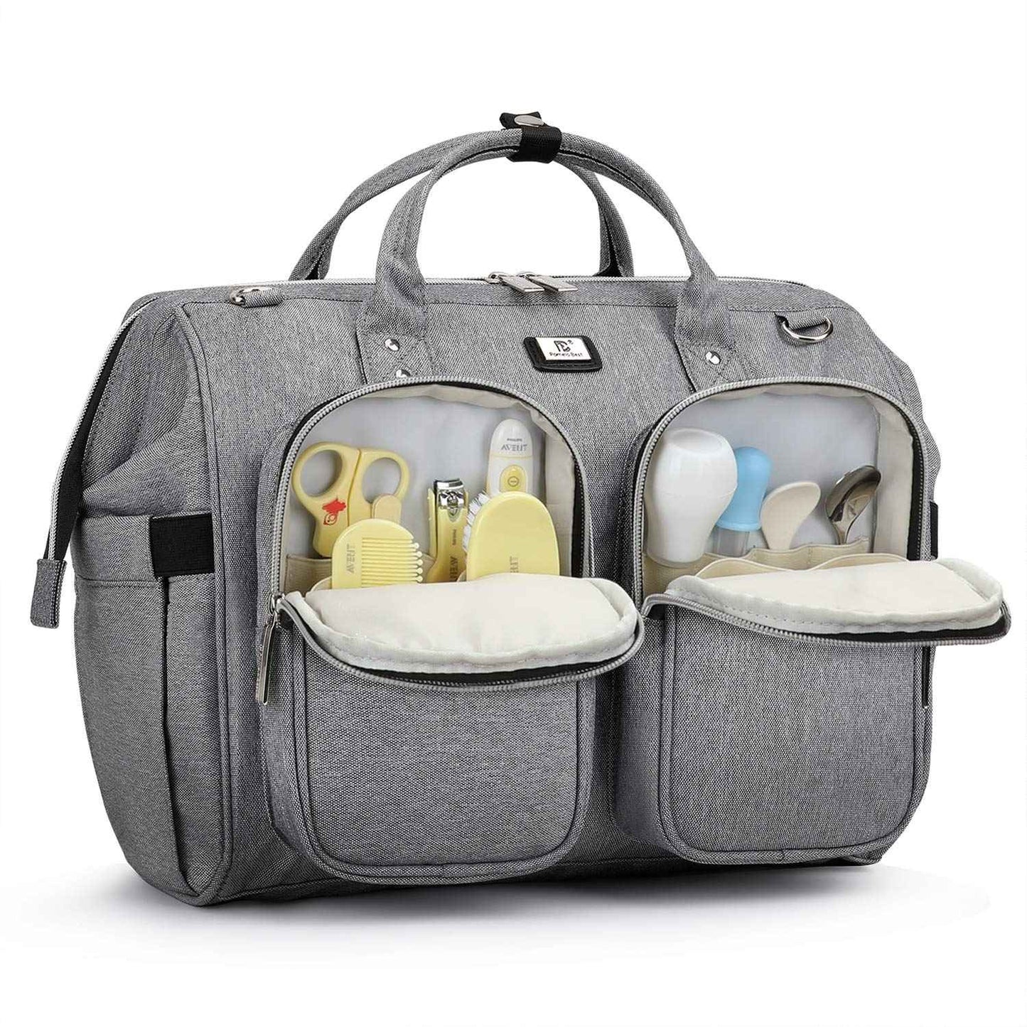 Wickeltasche mit wasserdicher Wickelunterlage und 2 Kinderwagen Haken verstellbare Schultergurt multifunktionale Umhängetasche Reisetasche für Unterwegs