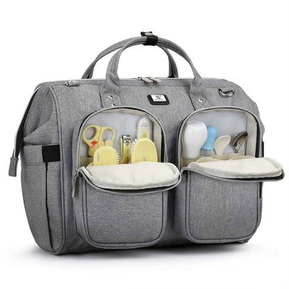 Wickeltasche mit wasserdicher Wickelunterlage und 2 Kinderwagen Haken verstellbare Schultergurt multifunktionale Umhängetasche Reisetasche für Unterwegs