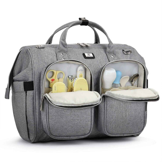 Wickeltasche mit wasserdicher Wickelunterlage und 2 Kinderwagen Haken verstellbare Schultergurt multifunktionale Umhängetasche Reisetasche für Unterwegs