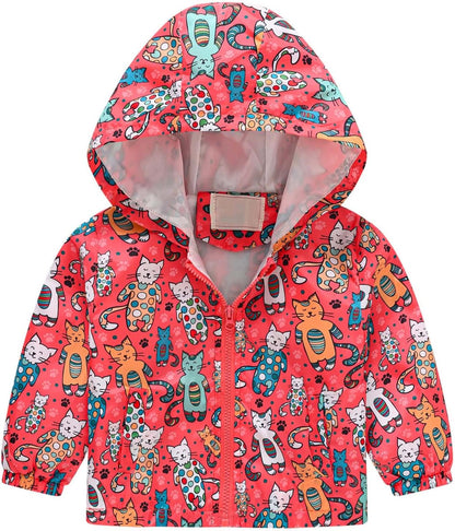 KQIVAM Children's Rain Jacket Transition Jacket Waterproof Outdoor Jacket Windproof with Hood Waterproof Jacket for Children Unisex Rainwear for Girls and Boys 
