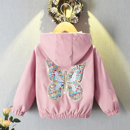 Amur Leopard Mädchen Übergangsjacke mit Kapuze Warm Windjacke Atmungsaktiv Kinder Outdoorjacke für Frühling Herbst