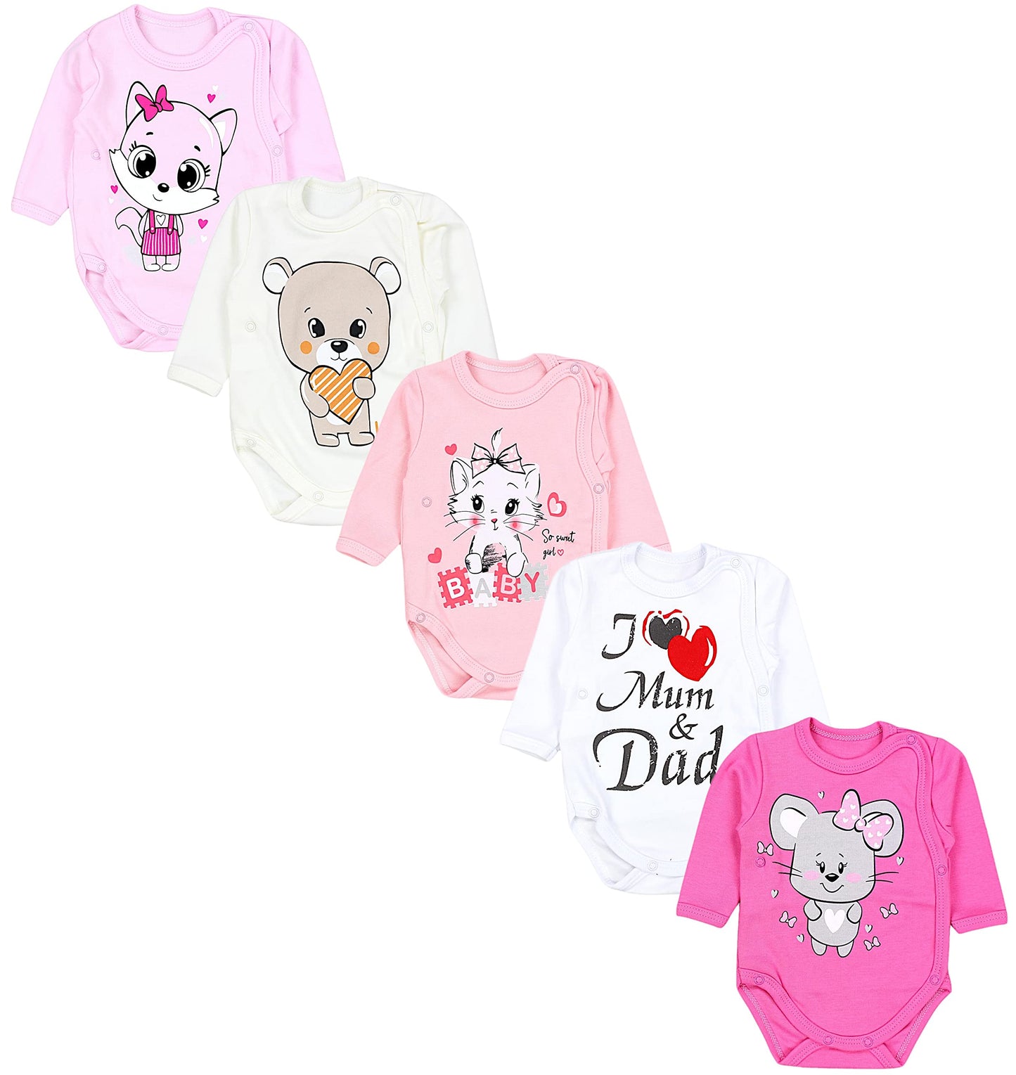 TupTam Baby Body Langarm – Wickelbody Langarm für Jungen & Mädchen, 5er Pack, 100% Baumwolle, OEKO-TEX