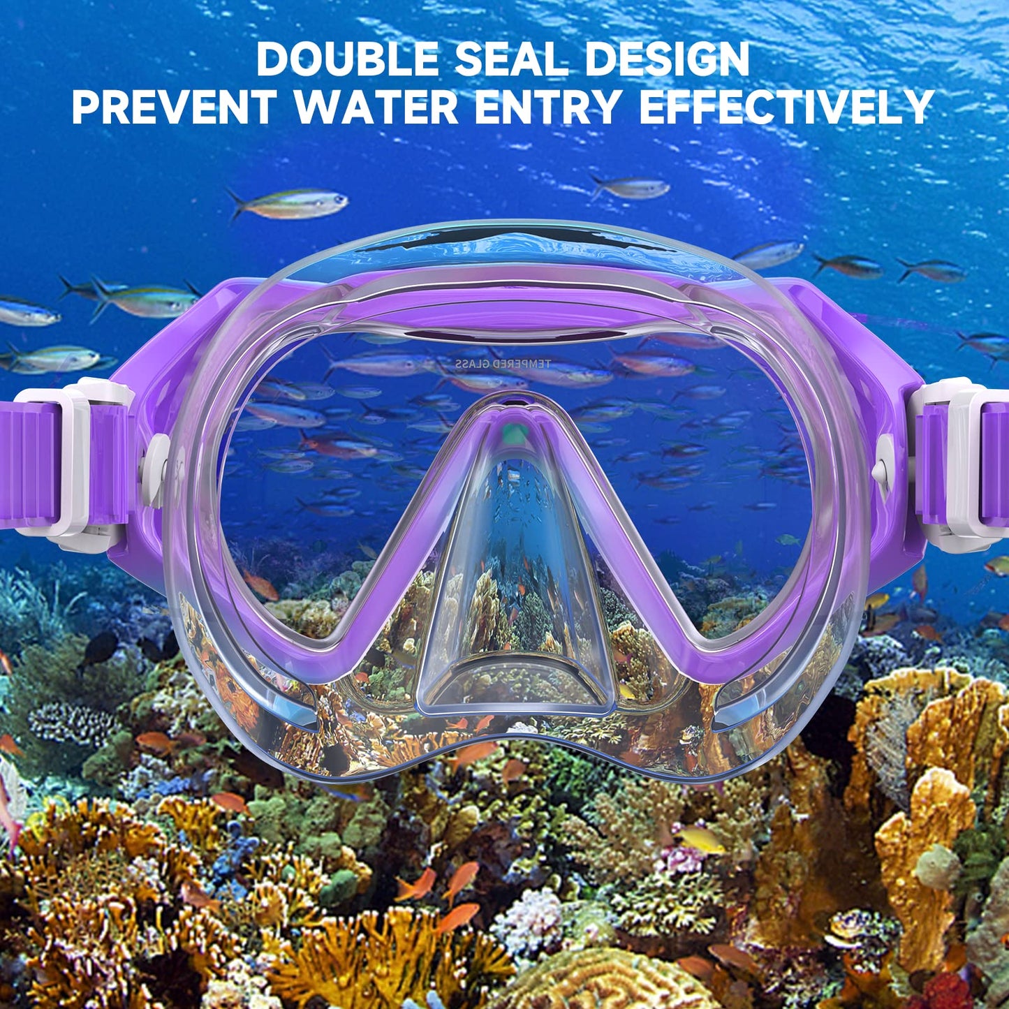 Findway Children's Diving Goggles, Swimming Goggles, Snorkel Mask for Boys Girls Teenagers, Diving Mask with Nose Cover, 180° Panorama, HD, Anti-Fog, Anti-Leak, Diving Goggles for Children 4-16 Years