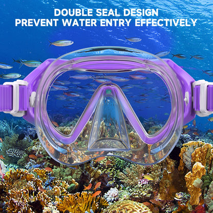Findway Children's Diving Goggles, Swimming Goggles, Snorkel Mask for Boys Girls Teenagers, Diving Mask with Nose Cover, 180° Panorama, HD, Anti-Fog, Anti-Leak, Diving Goggles for Children 4-16 Years