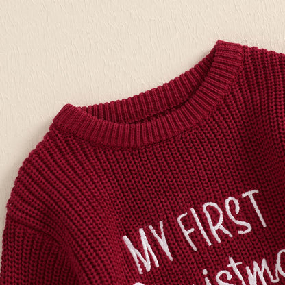 Geagodelia Knitted Christmas Romper Baby Girl Boy Christmas Jumper My First Christmas Newborn Baby Jumper Romper Bodysuit Christmas Jumper