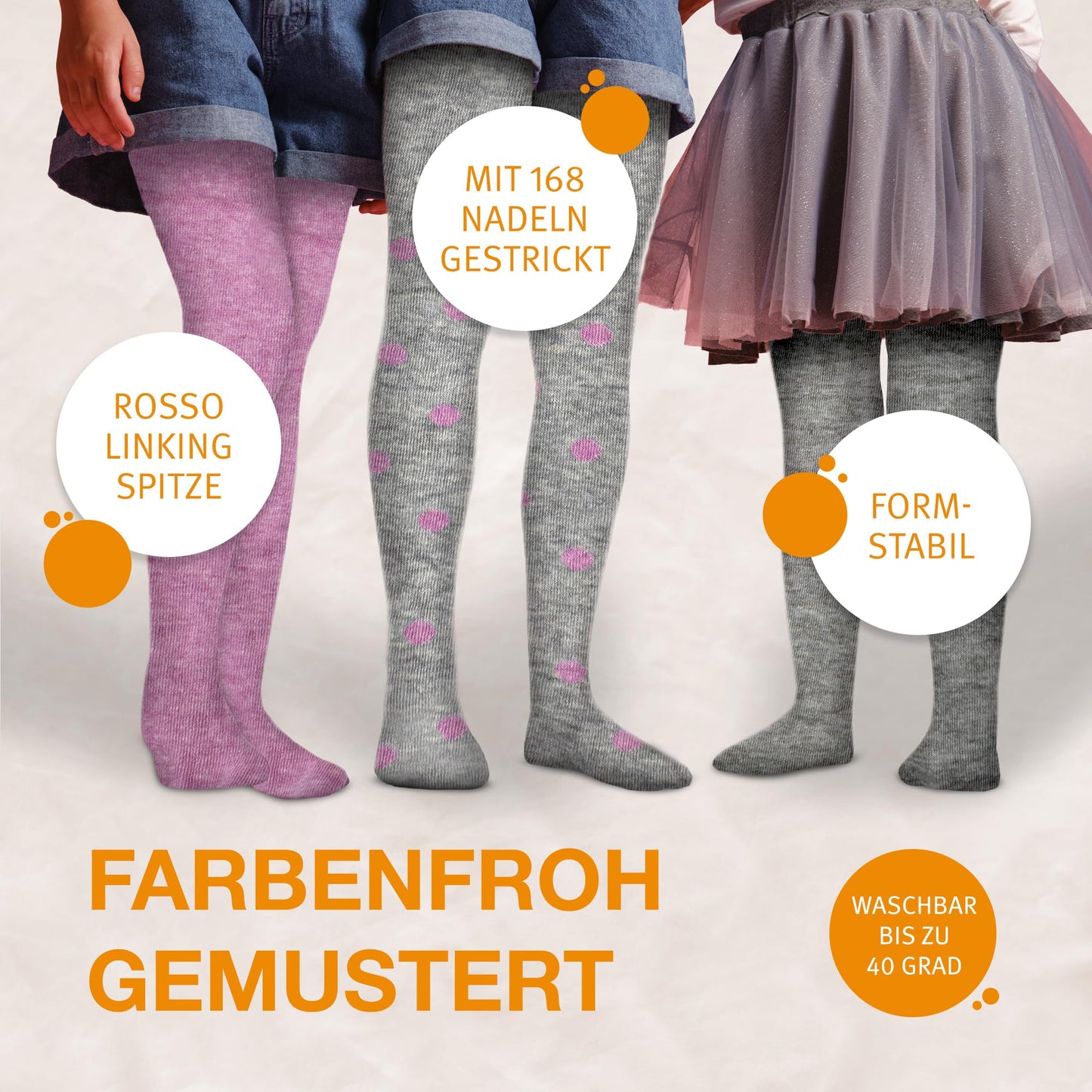 wellyou Children's Tights Girls & Boys - Set of 3 Baby Tights with Pattern - Colourful Cotton Tights Made of Oeko-Tex Certified Materials (Size 62-146)