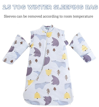 Chilsuessy Baby Sleeping Bag Winter, Removable Sleeves, Warm Lined 3.5 Tog Winter Sleeping Bags, Boys/Girls Sleeping Bag for Toddlers from 6 Months to 6 Years