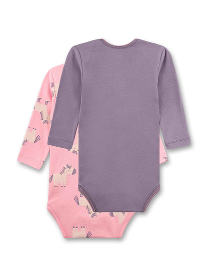 Sanetta Baby Bodysuit Long Sleeve (Double Pack) Roas & Lial Donkey | High-Quality and Sustainable Bodysuit for Girls Made of Organic Cotton