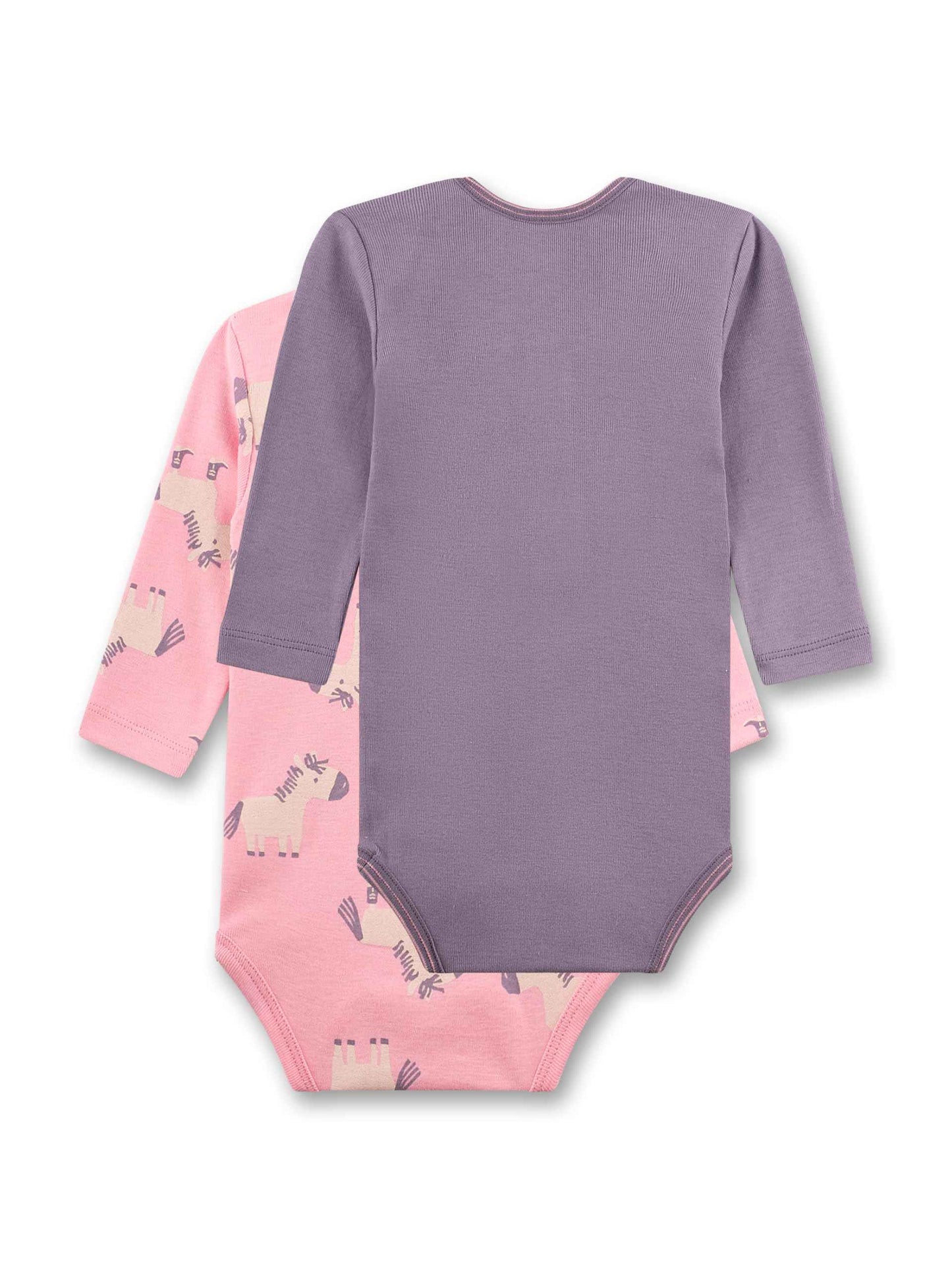 Sanetta Baby Bodysuit Long Sleeve (Double Pack) Roas & Lial Donkey | High-Quality and Sustainable Bodysuit for Girls Made of Organic Cotton