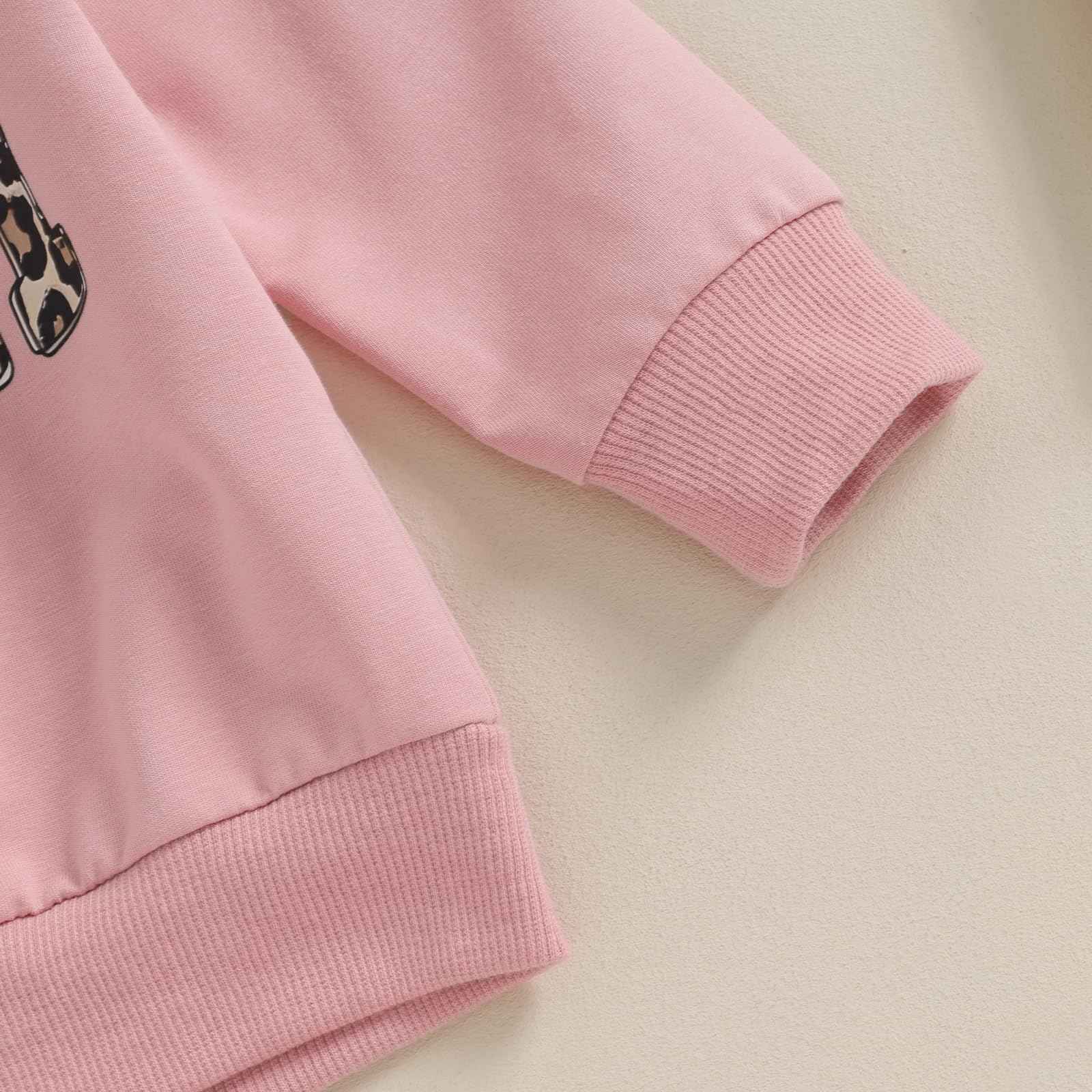 Geagodelia Baby Girl Clothing Outfit Set Long Sleeve Sweatshirt + Leopard Trousers Newborn Soft Baby Set Mama's Mini 2-Piece