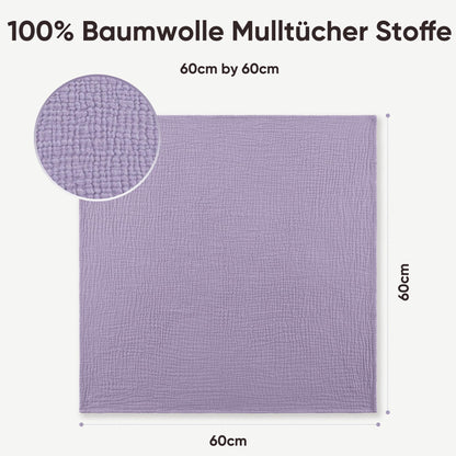 Bearmoss Moltontücher Baby 100% Baumwolle Weiche Spucktücher Baby,Atmungsaktiv und Extrem Saugfähig Musselin Tuch für Saugstark Mulltücher 4er 60x60cm (Brauner Druck)