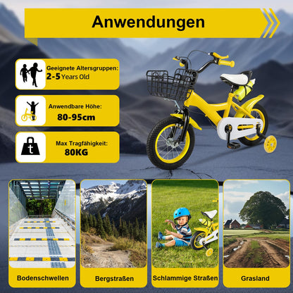Charocean 12 Zoll Kinderfahrrad für ab 2-5 Jahre Jungen & Mädchen, Upgraded Kinder Fahrrad mit Stützrädern, Fahrrad für Kinder, HöHenverstellbar Kinderfahrräder für Schulung Outdoor Reiten - Meloni2