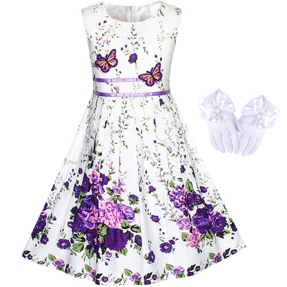 Sunny Fashion Mädchen Kleid Lila Rose Doppelklicken Krawatte Party Kids Trägerkleid Gr. 98-146