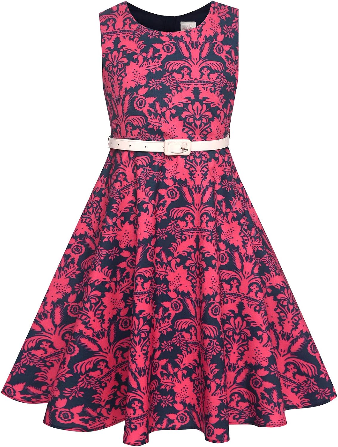 BONNY BILLY Mädchen Kleider Vintage Blumen Festlich Hochzeit Elegant Kinder Kleid mit Gürtel