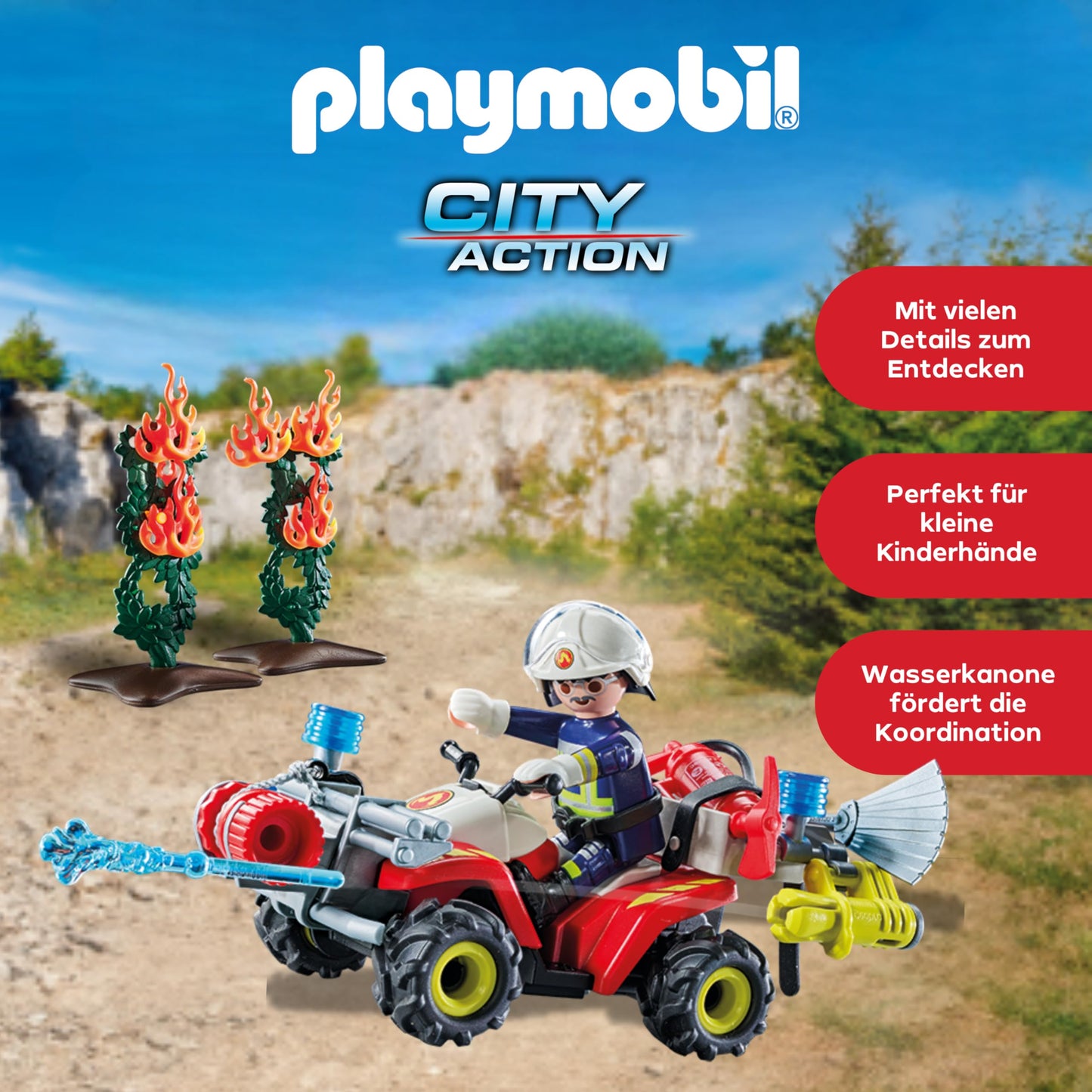 PLAYMOBIL Action Heroes 71464 Fire Boat with Aqua Scooter, Exciting Water Rescue, Includes Diving Goggles, Flippers and Life Jacket, Realistic Toy for Children from 4 Years