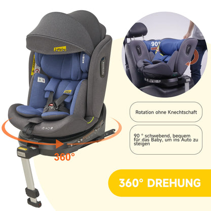 Jovikids 360° Drehbar Kindersitz mit ISOFIX, i-Size 40-150cm(ab Geburt -12 Jahre) Baby Autositz Reboarder mit Liegefunktion & Abnehmbar Vordach, ECE R129 (Rosa) - Meloni2