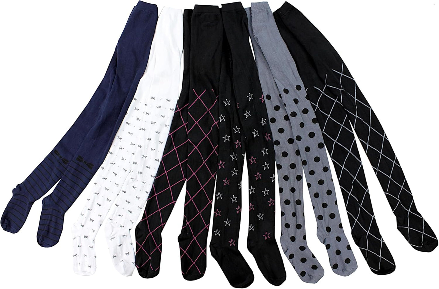 TupTam, Girls' Knitted Tights, Colourful Pattern, Pack of 6