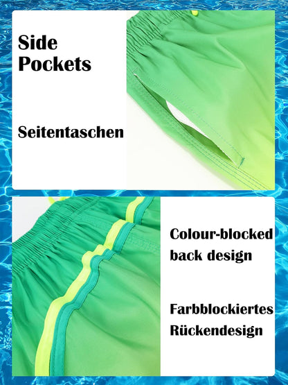 Badehose Jungen Farbverlauf Badeshorts mit Meshfutter und Verstellbarem Tunnelzug