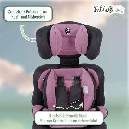 FableKids Kinderautositz 9-36 kg | 3-Punkt-Sicherheitsgurt | Autokindersitz ab 15 M. | Autositz für Kinder 76-150 cm | Kindersitz einstellbare Kopfstütze ECE R129/03 | Verstellbar | Schwarz - Meloni2