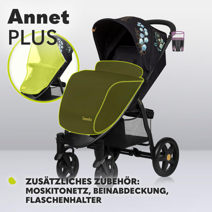 LIONELO Annet Plus Buggy up to 22 kg with Reclining Function, Small Folding Pushchair with Accessories, EVA Foam Wheels, Mosquito Net, Foot Cover Drink Holder, Basket Dreamin