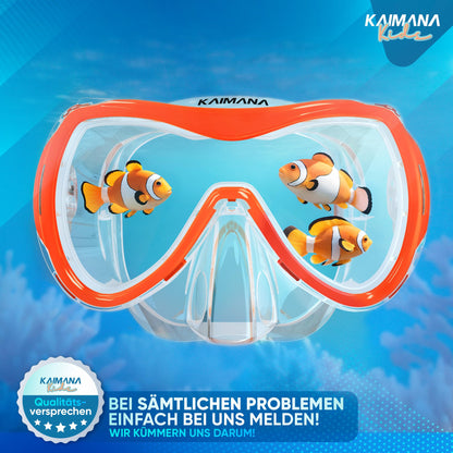 Das Neue KAIMANA® SeaExplorer Schnorchelset Kinder + Tragetasche, Taucherbrille mit Schnorchel, Taucherbrille Kinder, Alternative zur Schnorchelmaske Kinder, Taucherbrille mit Stoffband/Silikonband