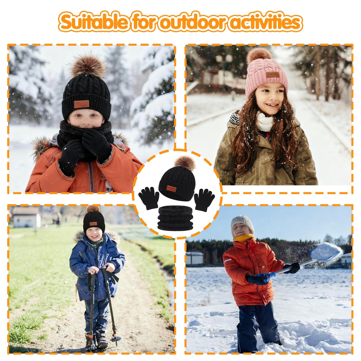 3-in-1 Kinder Winter Hut Schal Handschuhe Set