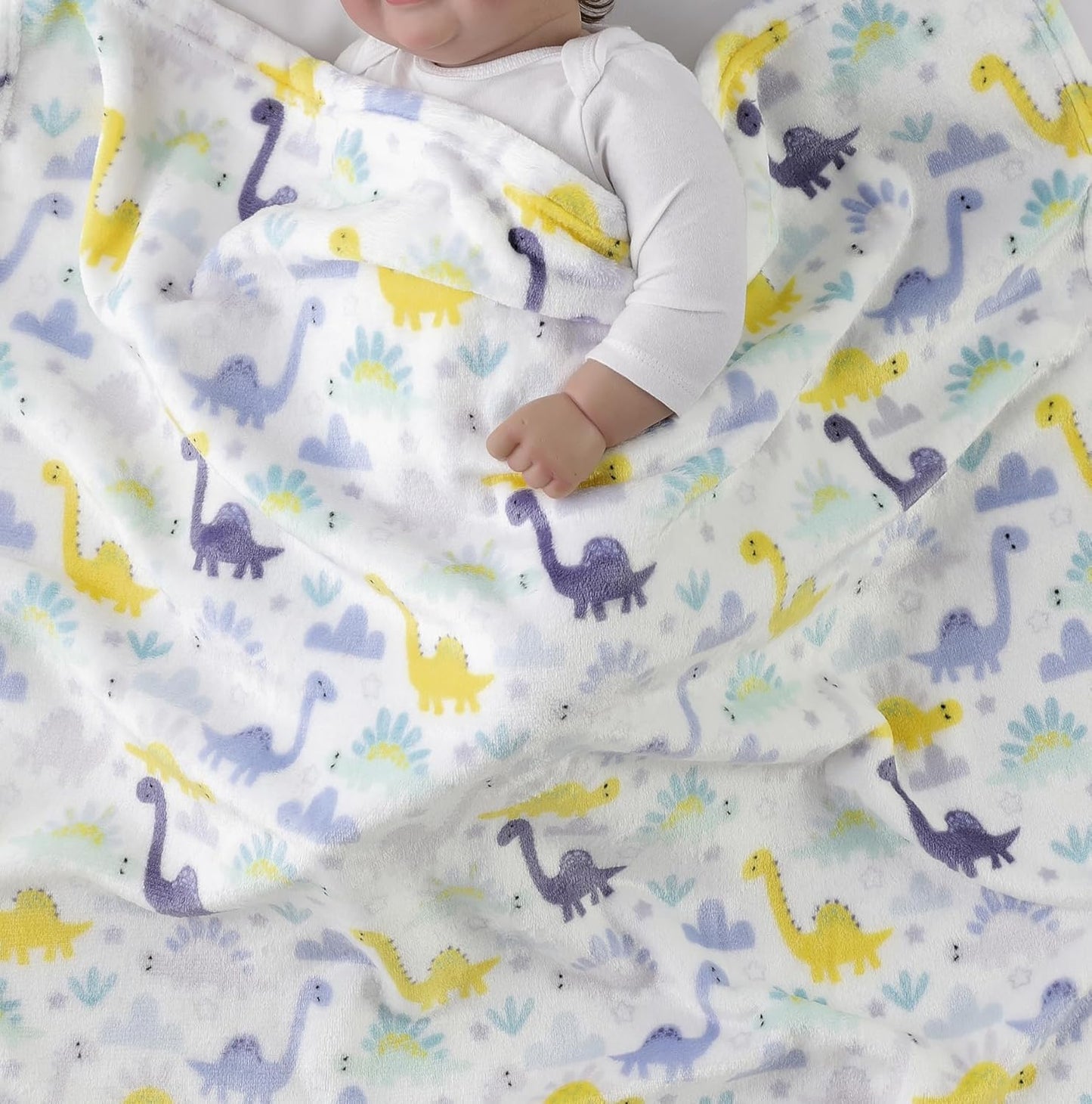 CREVENT Kleine Flauschige warme Baby-Überwurfdecke für Jungen, Kleinkinder, Kinderbett, Kinderwagen, 75 cm x 100 cm, graue Wolke