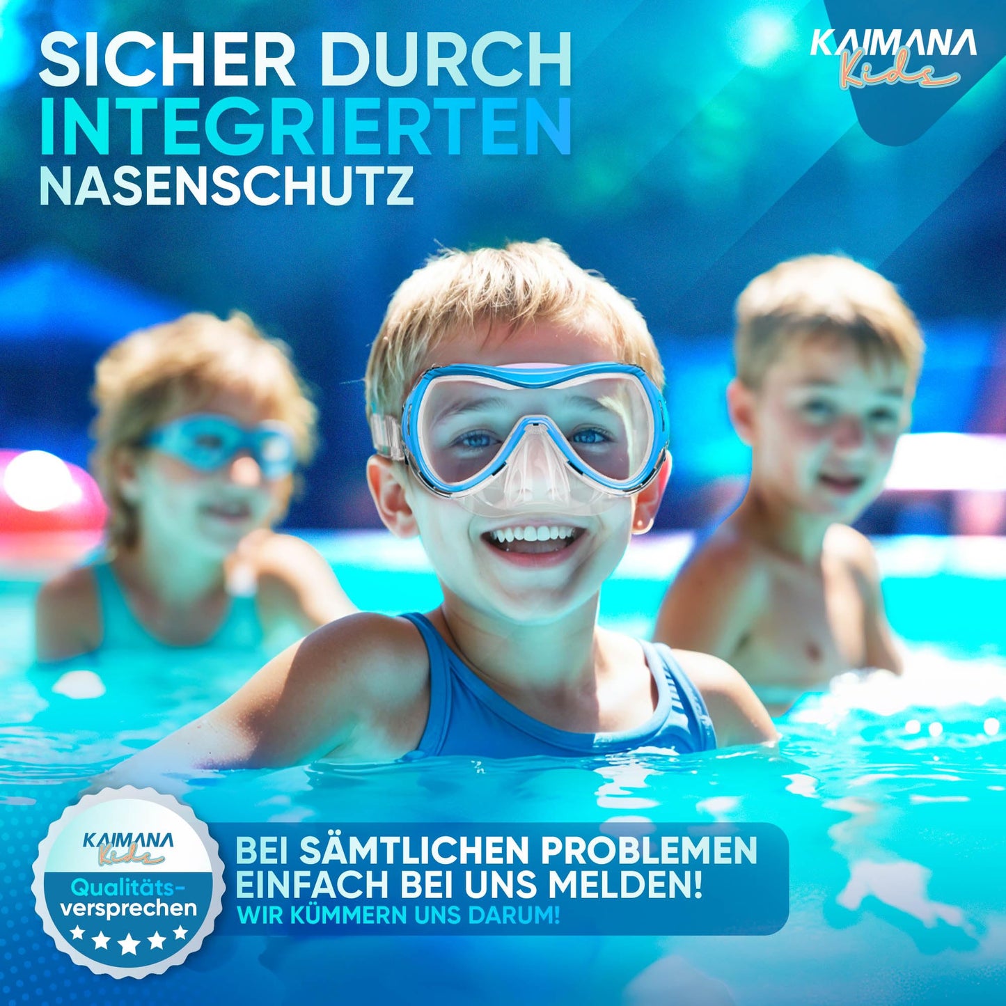 Das Neue KAIMANA® SeaExplorer Schnorchelset Kinder + Tragetasche, Taucherbrille mit Schnorchel, Taucherbrille Kinder, Alternative zur Schnorchelmaske Kinder, Taucherbrille mit Stoffband/Silikonband