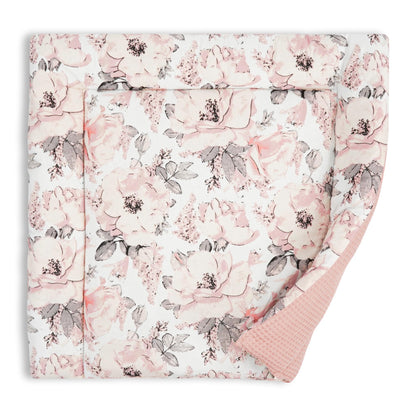 Wickelauflage Wickelunterlage aus Baumwolle 75x72 cm - Weich und waschbar Wickelunterlage für Babys Wickelmatte aus Stoff für Wickeltisch Wickelkommode oder Waschmaschine 75 x 72 Wilde Rose