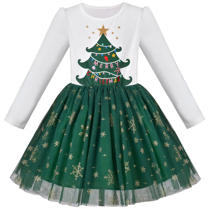 Girls' Long-Sleeve Tutu Skirt Tie Party Size 110–146