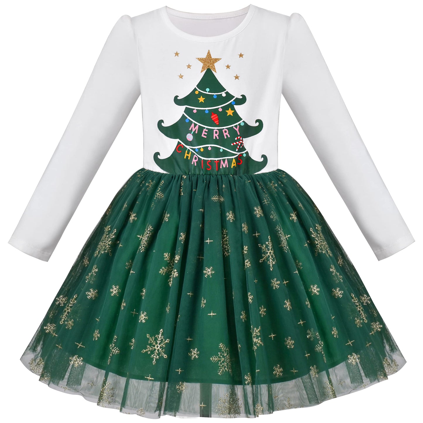 Girls' Long-Sleeve Tutu Skirt Tie Party Size 110–146