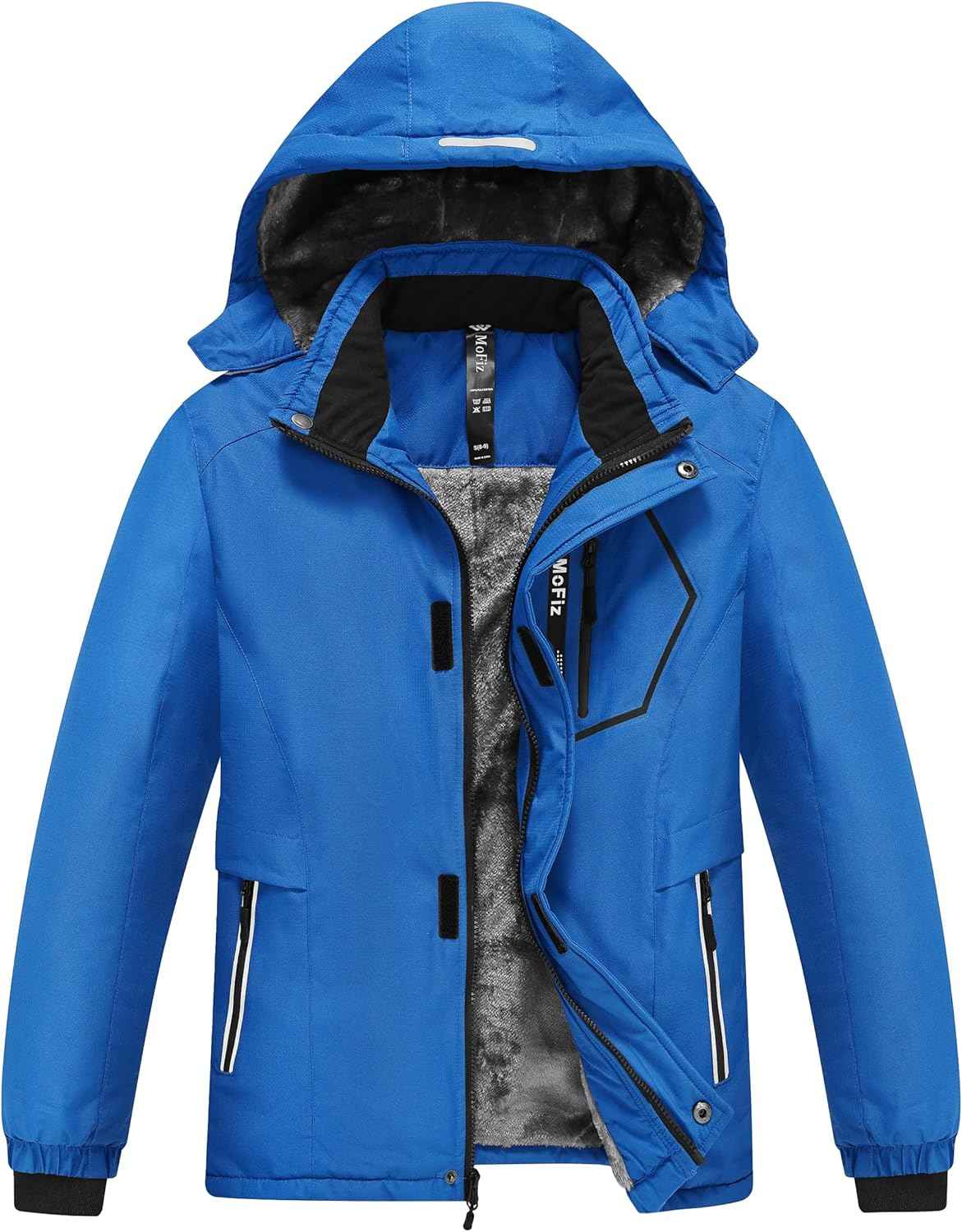 MoFiz Winter Jacket Boys Ski Jacket Warm Inner Lining Children's Outdoor Softshell Jackets Snow Jacket with Removable Hood