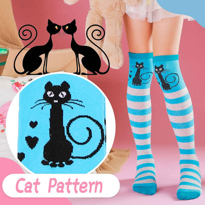 ANTSANG Girls' Knee Socks 6 Pairs for Children Gifts Long Funny Children's Socks Animal Cotton Socks 3-12 Years