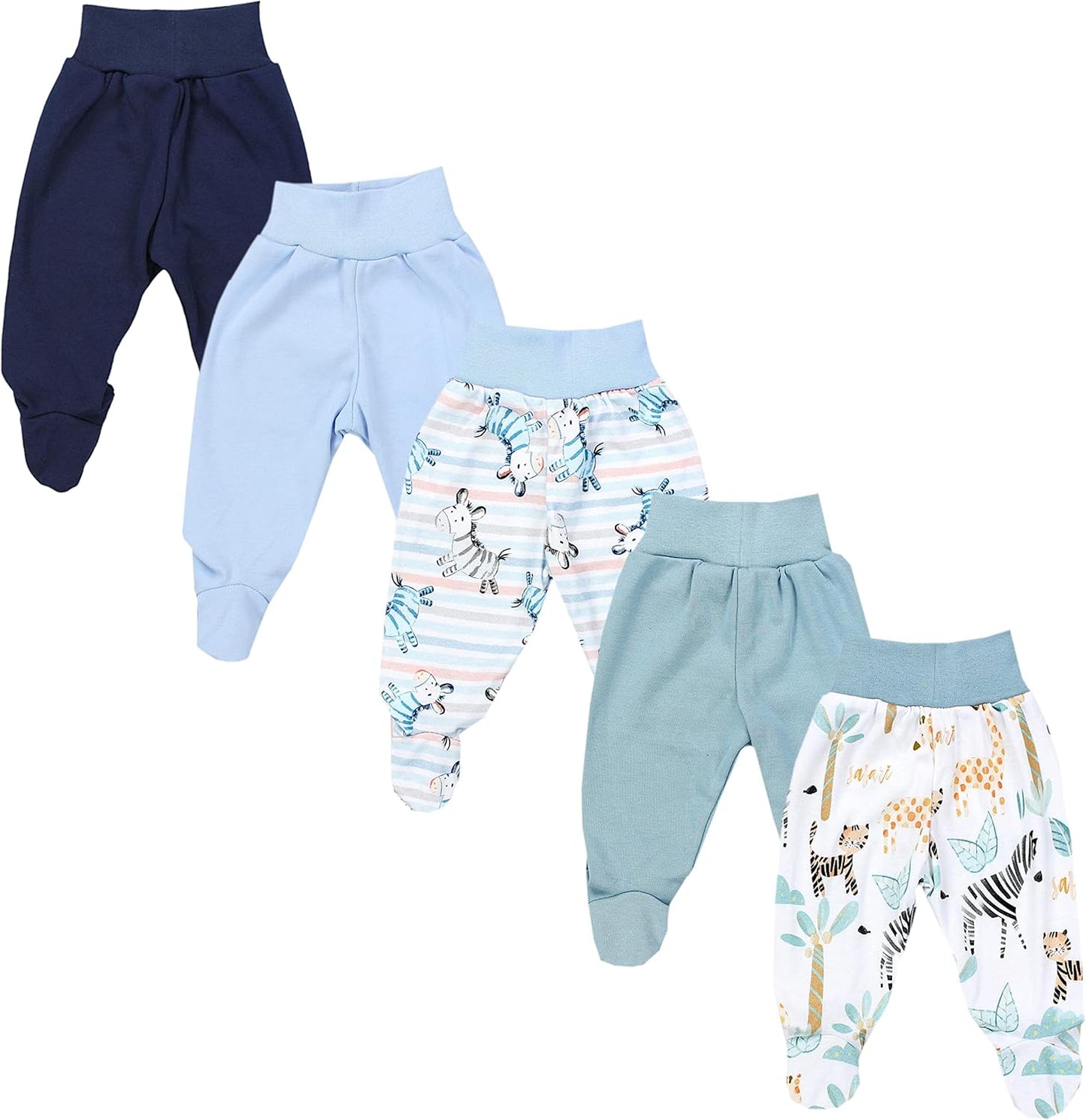 TupTam Baby Unisex Pants with Foot Colourful 5-Pack 