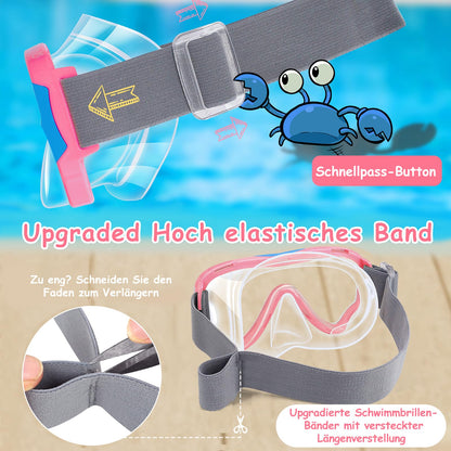 Vvinca Children's Diving Goggles with Fabric Band, Swimming Goggles Children for Years Boys Girls, Snorkel Mask Children 180° Panorama Anti-Leak Diving Mask Children for 3-13 Years