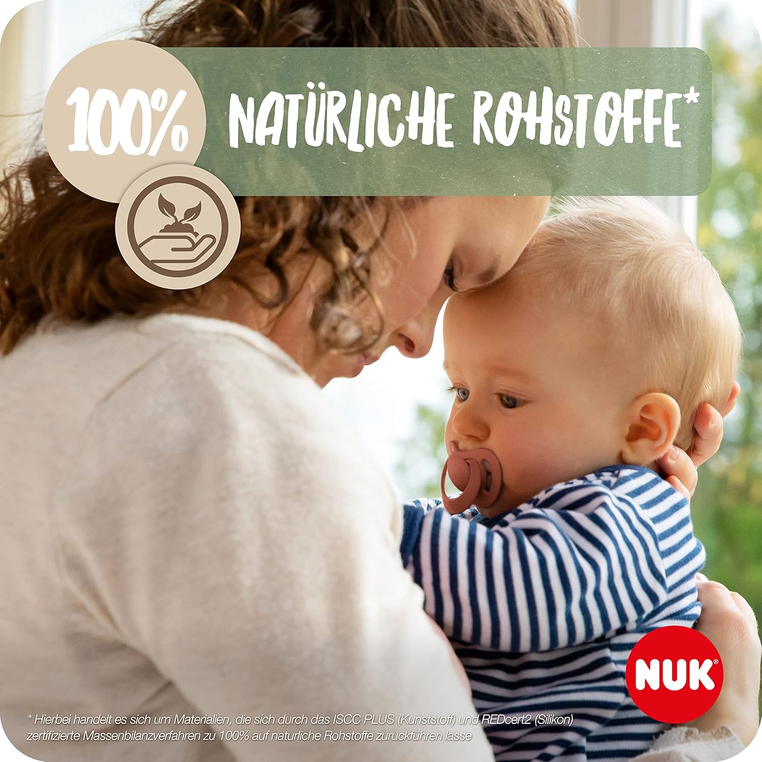 NUK for Nature Start Set Babyflasche und Schnuller, 0−6 Monate, 100 % natürliche Rohstoffe, 2 x Flaschen (150 ml + 260 ml), 2 x Schnuller aus Silikon, BPA-frei, 4 Stück - Meloni2