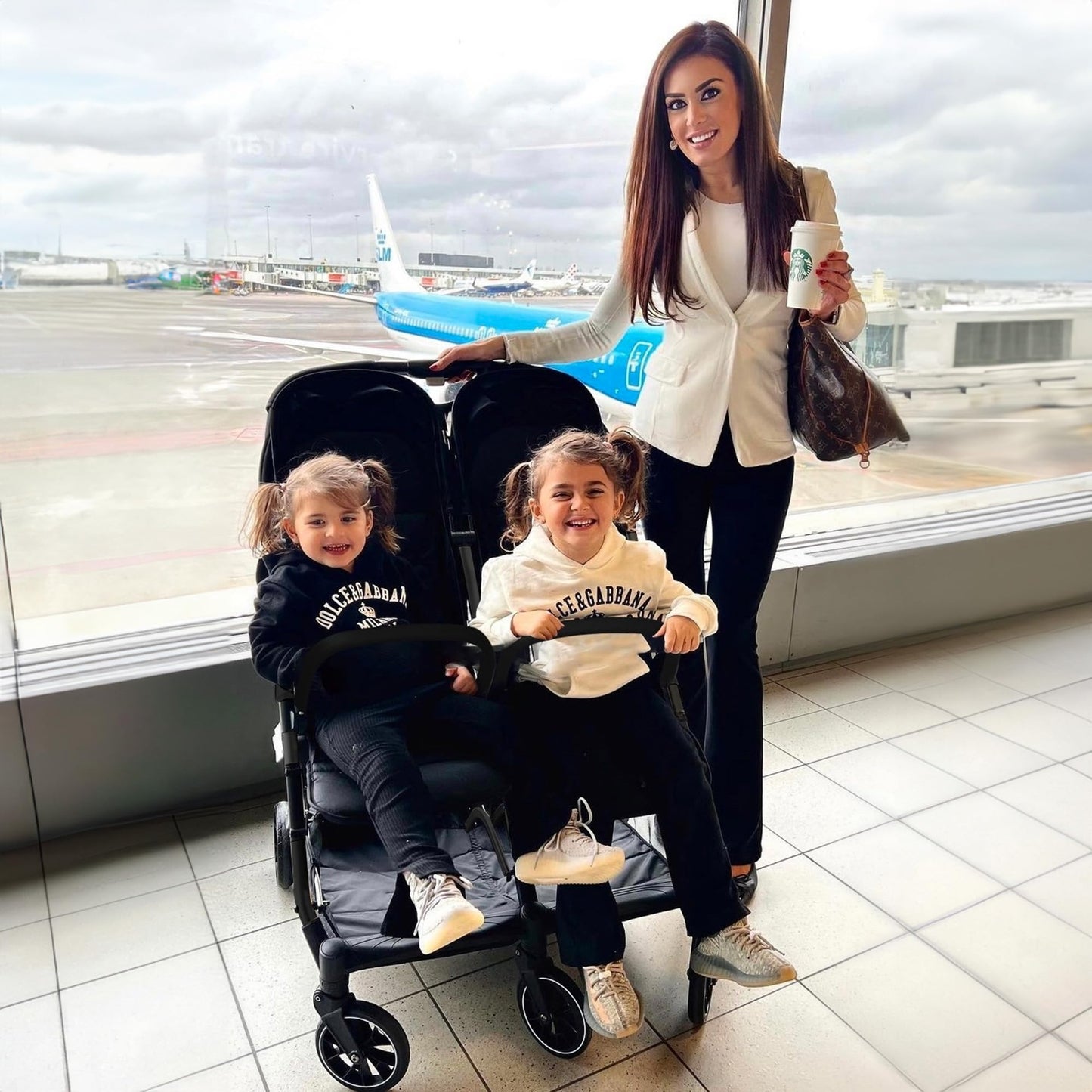 Deryan XP X2 Kinderwagen Buggy 2 in 1 - Buggy klein zusammenklappbar - Geburt bis 4 Jahre - Baby Wagen pro Sitz belastbar bis 22kg - Kinderbuggy klappbar - KOMPAKT & FALTBAR - Grau