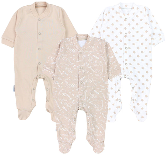 TupTam Baby Boys Sleepsuit Long Sleeve Romper Pajamas with Foot 3-Pack 