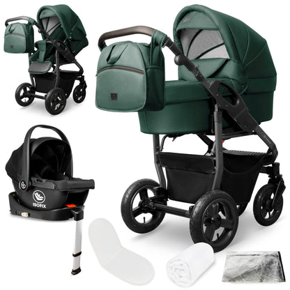 Bergsteiger Capri 3-in-1 Combination Pushchair - Baby Carrier, Sports Seat & i-Size Baby Seat, Pneumatic Tyres, Suspension, Height-Adjustable Handle, Foldable, Accessories