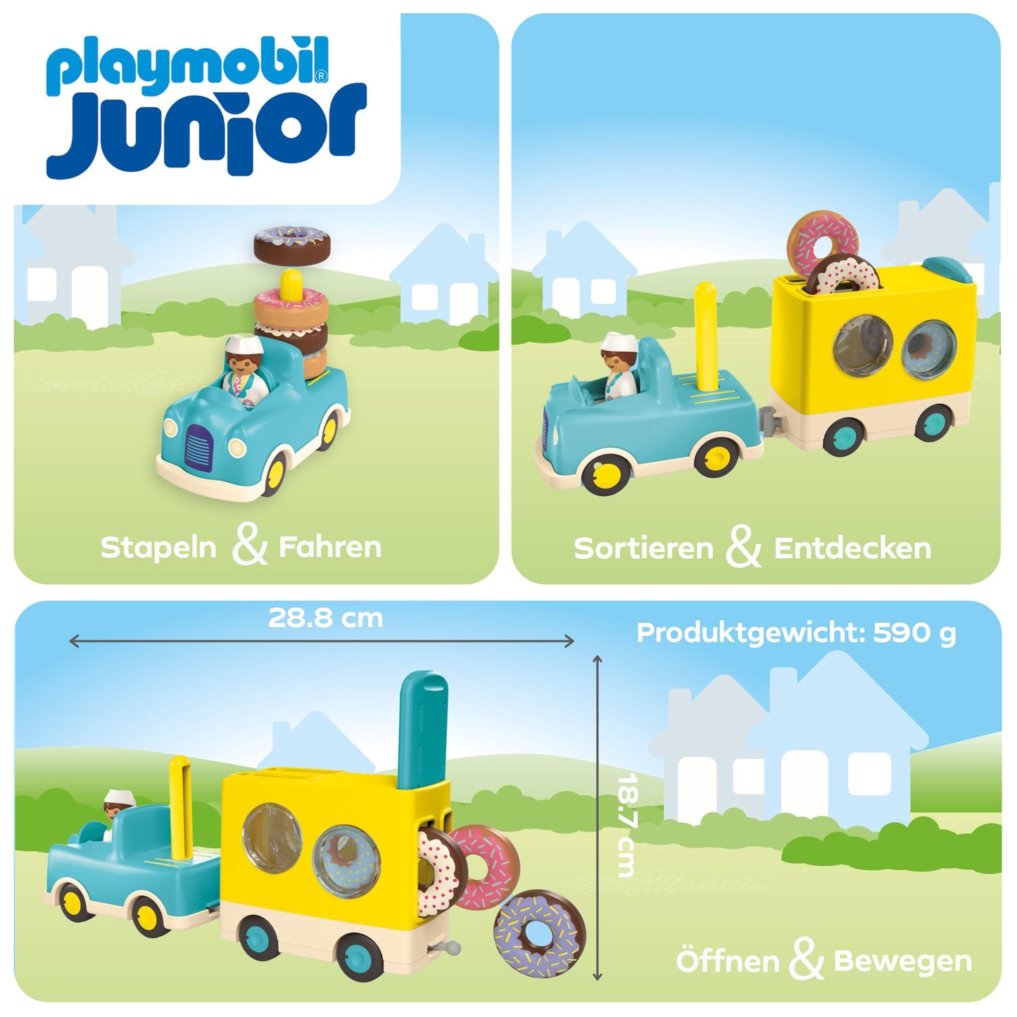 PLAYMOBIL Junior 71685 Dump Truck Sustainable Toy for Children from 1 Year Including Builder and Three Building Blocks