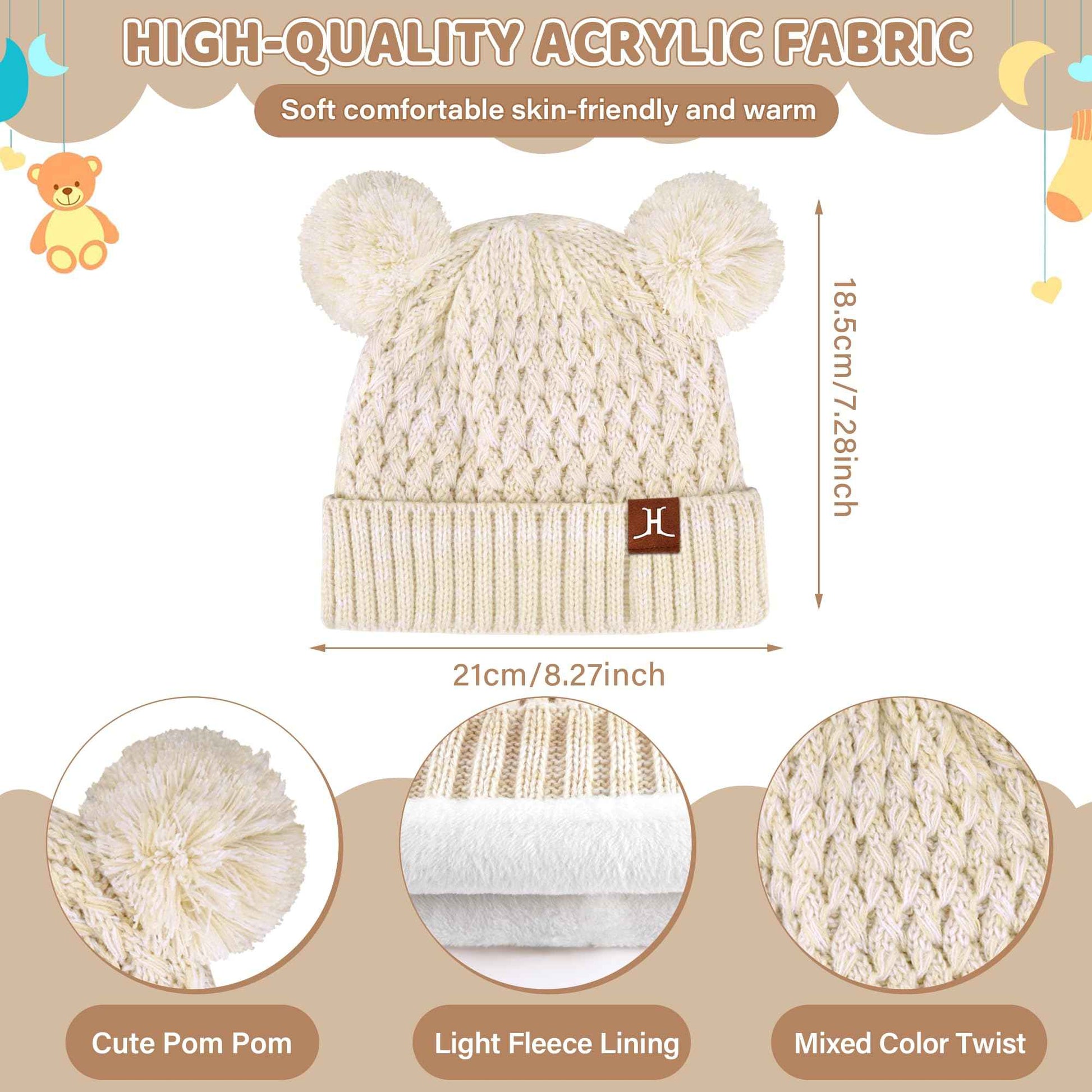 Children's Winter Hat Loop Scarf Touchscreen Gloves Set 2 3 4 5 6 7 Years Toddler Winter Hat Beanie Tube Scarf Knitted Pom Hats Gift Girls Boys