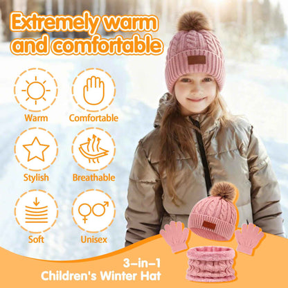 3-in-1 Children's Winter Hat Scarf Gloves Set