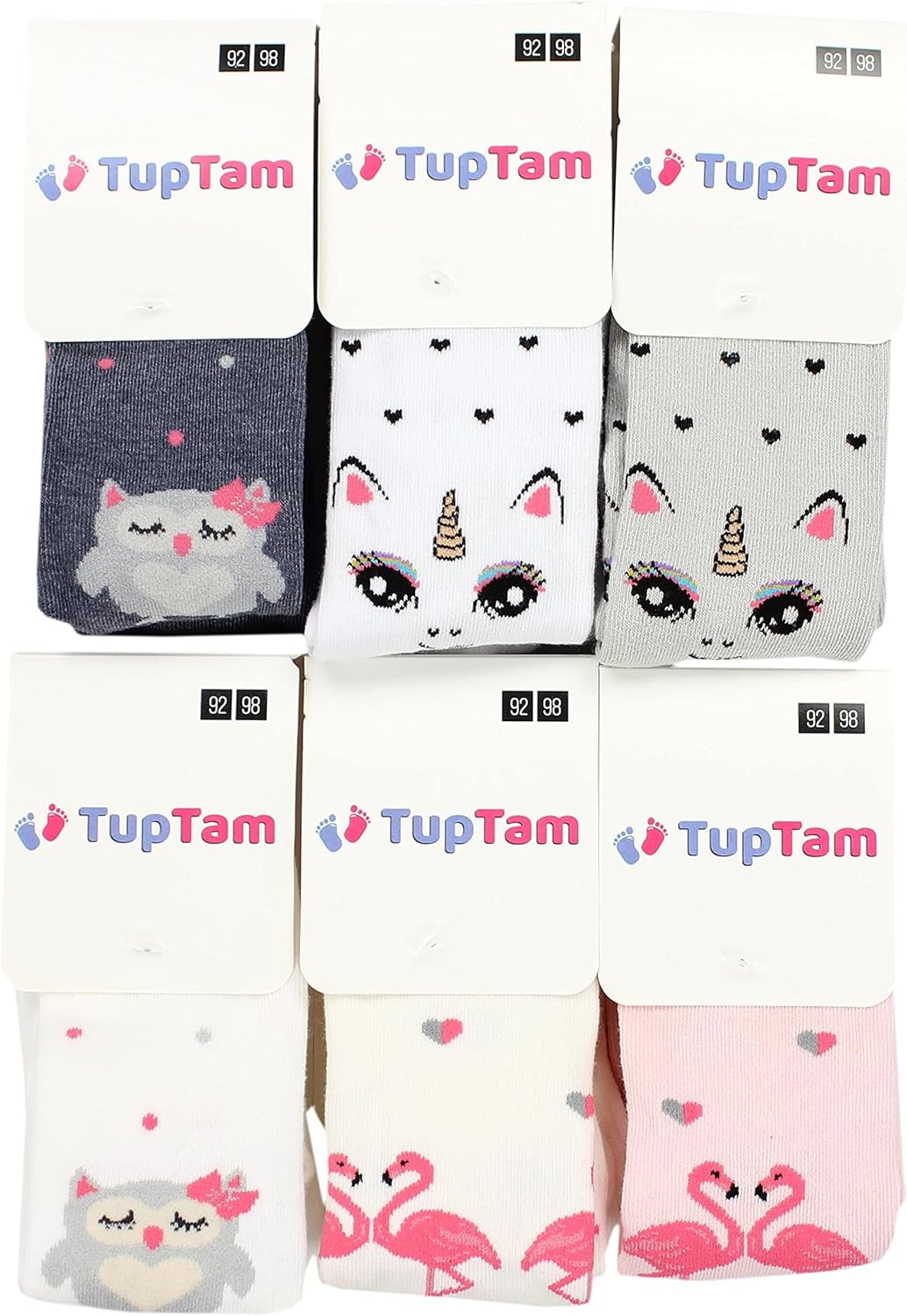 TupTam, Girls' Knitted Tights, Colourful Pattern, Pack of 6