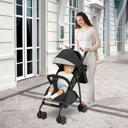 Kinderbuggy, Klein Zusammenklappbar Kinderwagen,Rücken und Fußstützenverstellung,Hinterradbremse,5-Punkt-Gurt,Einfaches Ein-Hand-Falten,Baby Reisebuggy
