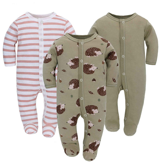 Baby Sleeping Bag Cotton with Feet with Buttons Size 56 62 68 cm for Boys Girls Newborns Pack of 3