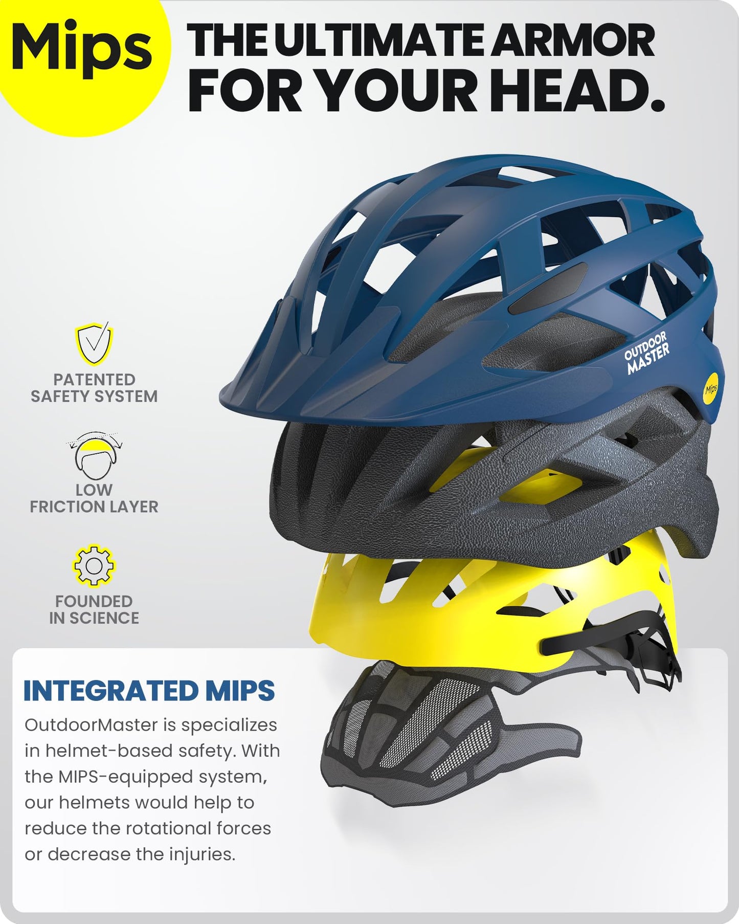 OutdoorMaster MIPS Fahrradhelm - Zwei herausnehmbare Innenfutter & Belüftung in Multi-Environment - Fahrradhelm in Mountain, Autobahn für Jugendliche & Erwachsene