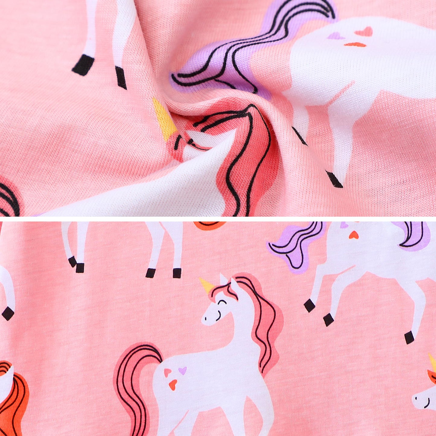 FILOWA Kleider für Mädchen Kinder Einhorn Blumen Stickerei Herz Druck Tier Sommerkleid Cartoon Kinderkleider Embroider Baumwolle Mädchenkleid Lange/Ärmellos Lässige Geburtstag Kinderkleidung,Gr.92-128