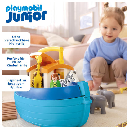 PLAYMOBIL JUNIOR | Tierpension mit Futterspender | nachhaltiges Spielzeug aus biobasierten Kunststoffen | für Kinder ab 1 Jahr | 71690