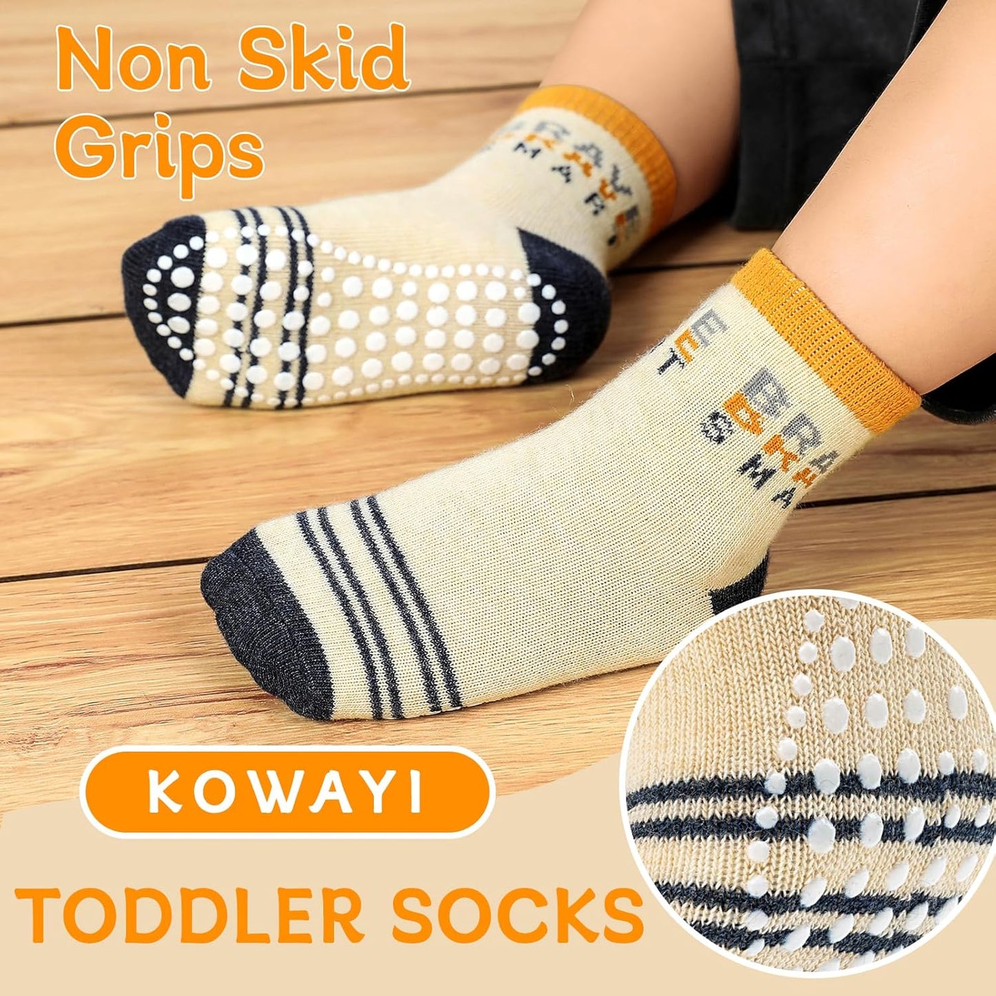 KOWAYI Stoppersocken Kinder 5/10 Paar ABS Rutschsocken Kinder Jungen, Mädchen, Baby Antirutschsocken 1-7 Jahre Grip Socken